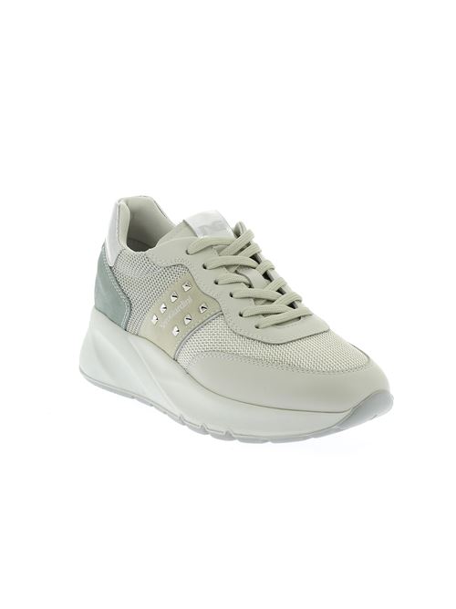 sneakers da donna in pelle e tessuto bianco panna NERO GIARDINI | E409852D713